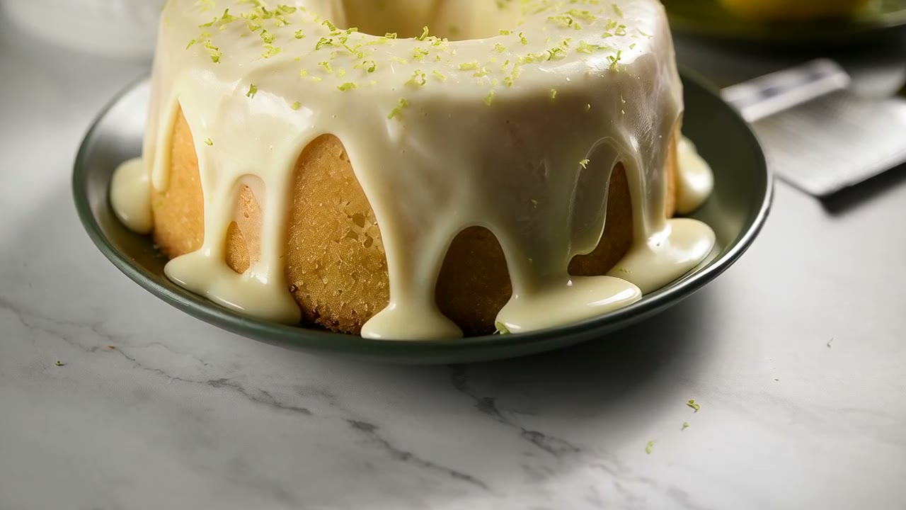 Bolo de limão siciliano com mousse escorrendo pelas ondas da fôrma